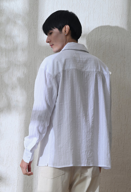 White Mushroom Tales Embroidered Shirt