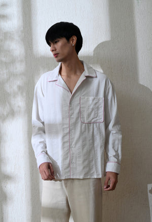 Men White Edge Piping Shirt