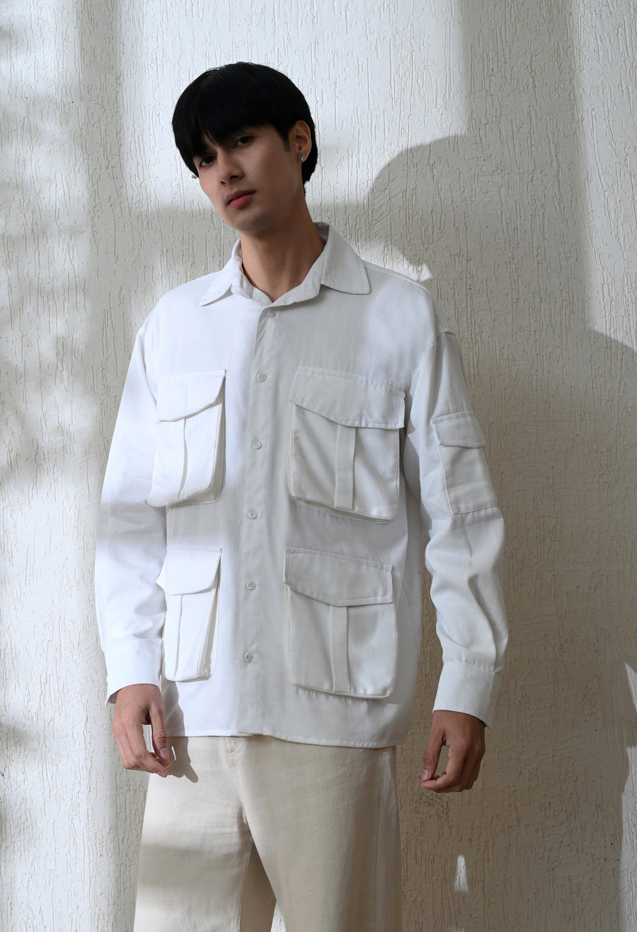 Men's Urban Safari Cargo shirt in white – La Moon