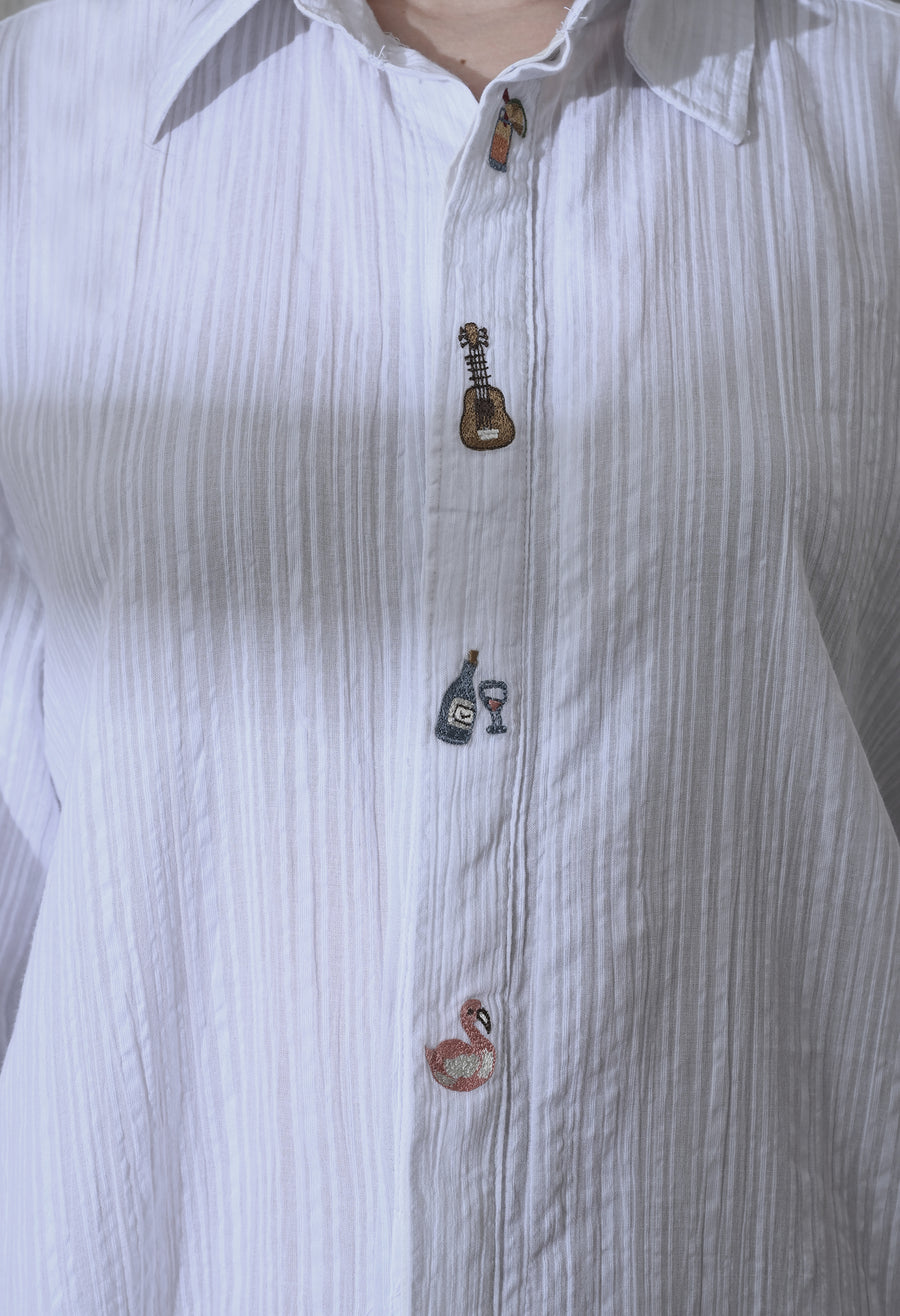 Women's Island Trail embroidered shirt in white – La Moon