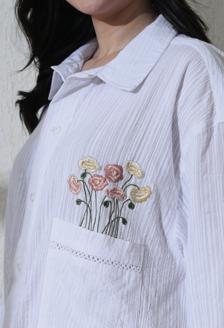 Women's Garden Muse embroidered shirt in white – La Moon