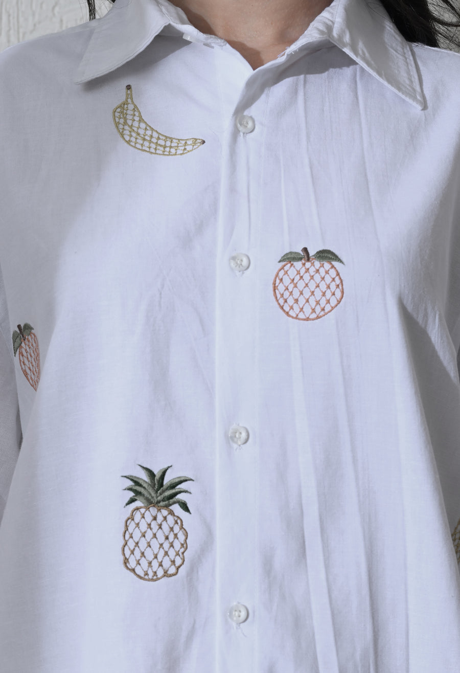 Women's Fruit Punch embroidered shirt in white – La Moon