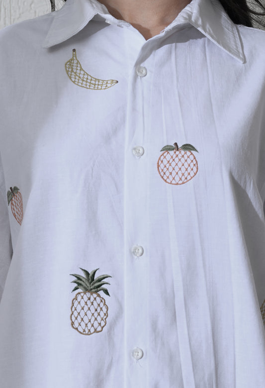 White Fruit Punch Embroidered Shirt