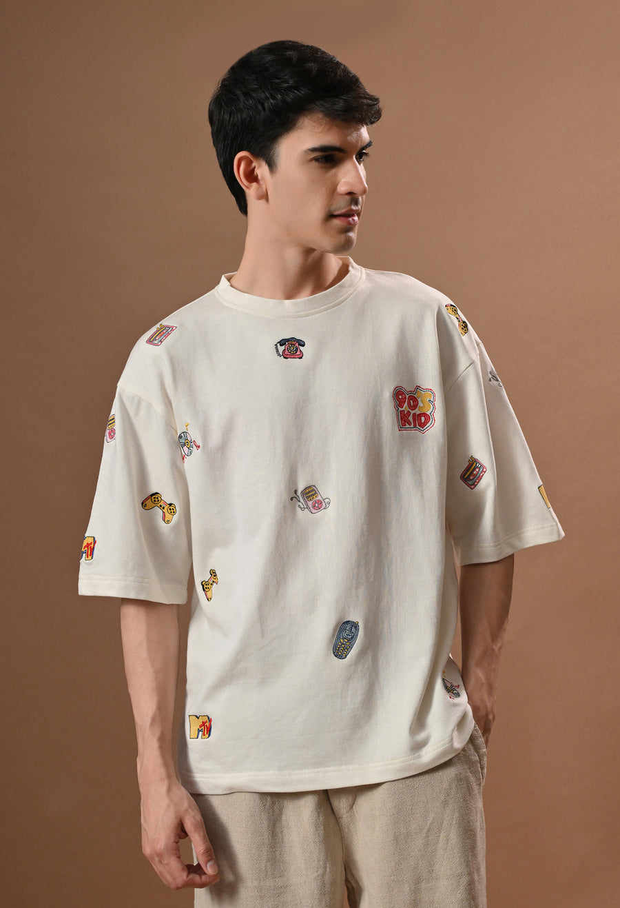 Men off white 90skid embroidered unisex tshirt