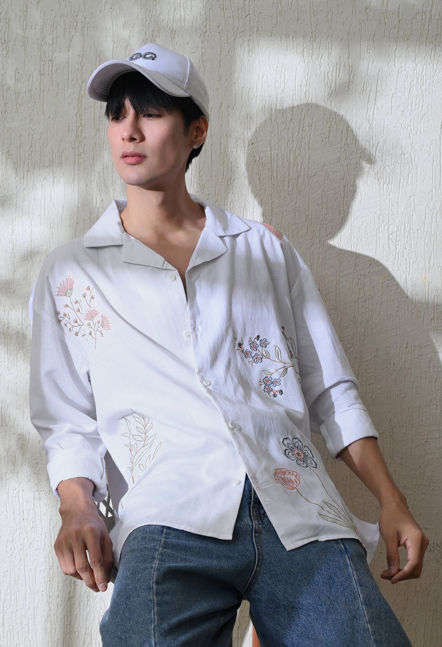White Floral Whisper Embroidered Shirt