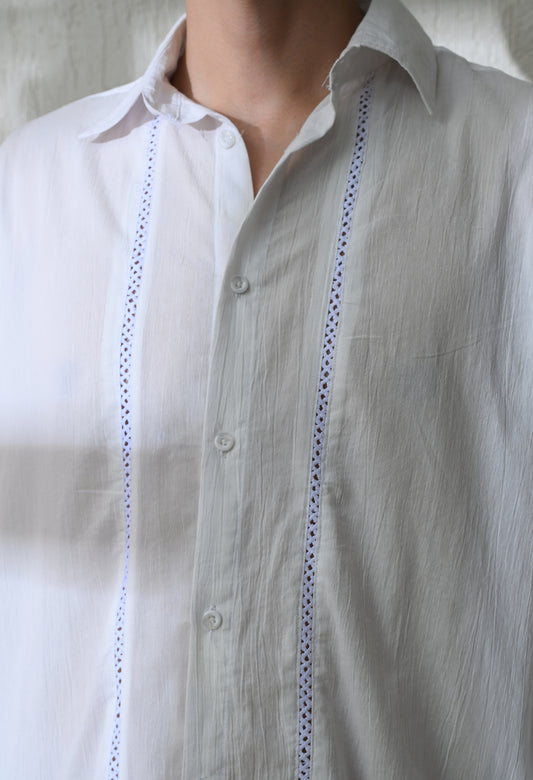 White Chintz Bloom Embroidered Shirt