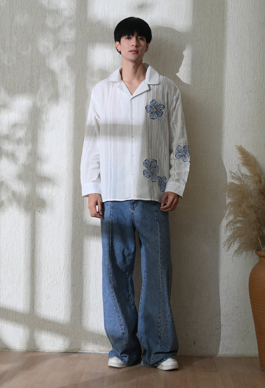 La-Moon handcrafted white embroidered shirt