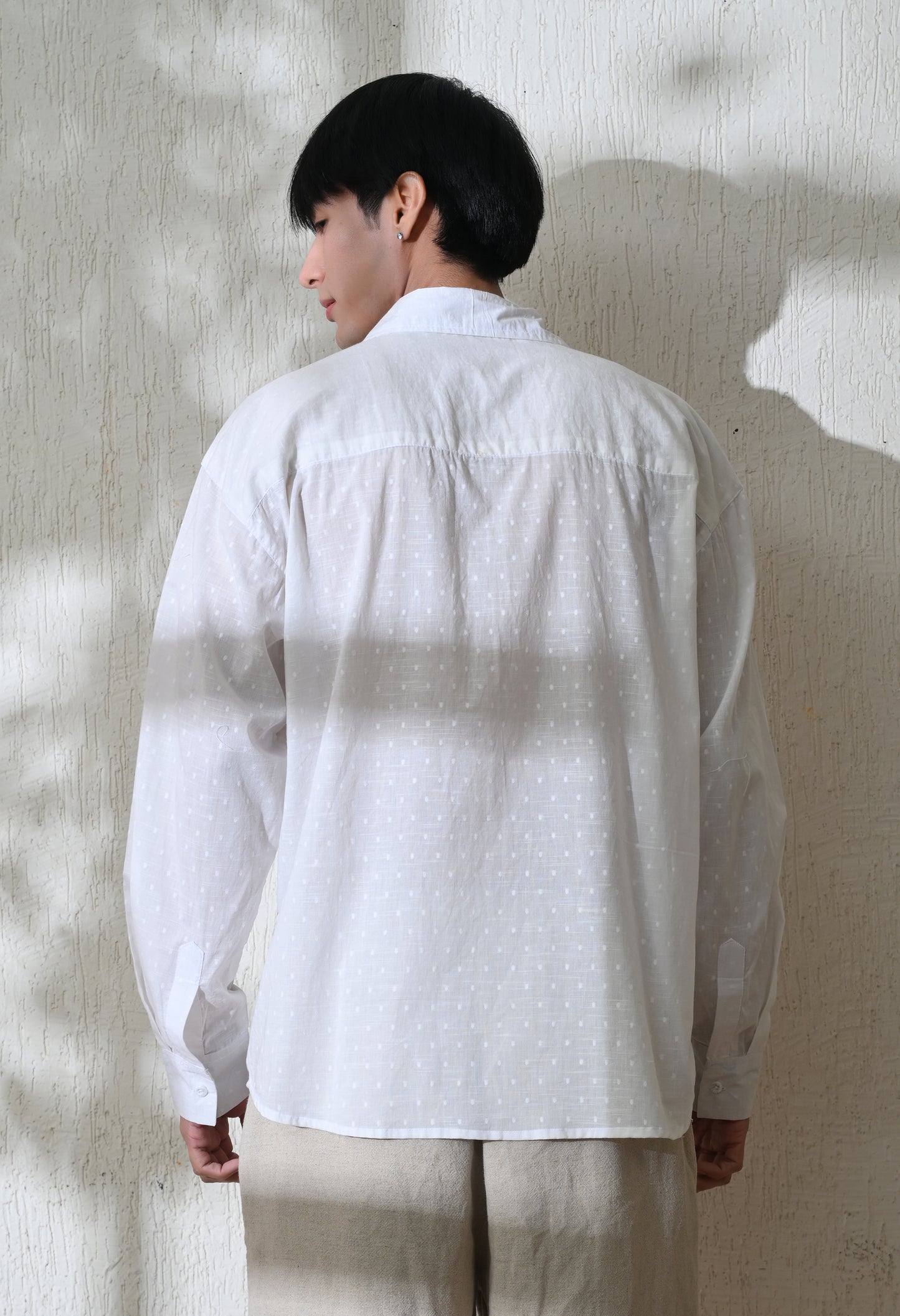 Men White Cherry Pop Embroidered Shirt