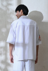 Men's Floral Breeze Lace embroidered shirt in white – La Moon