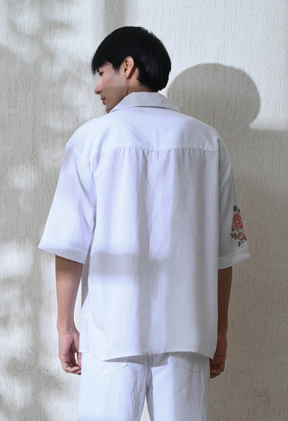 White Floral Breeze Lace Embroidered Shirt