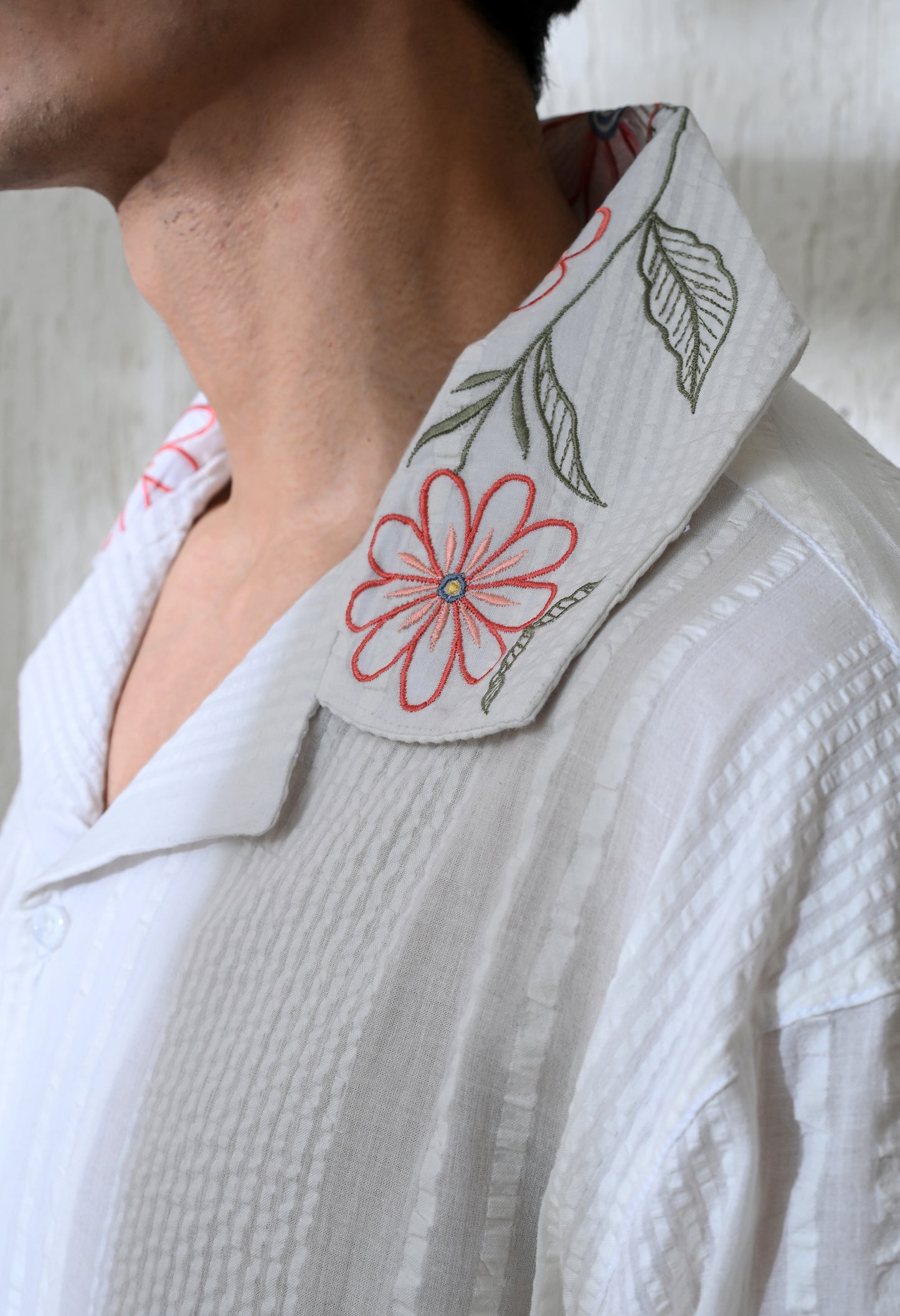 White Floral Parade Embroidered Shirt