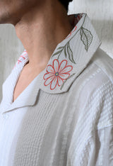 Men's Floral Parade embroidered shirt in white – La Moon