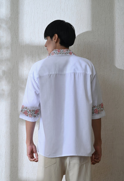 White Vintage Floral Shirt