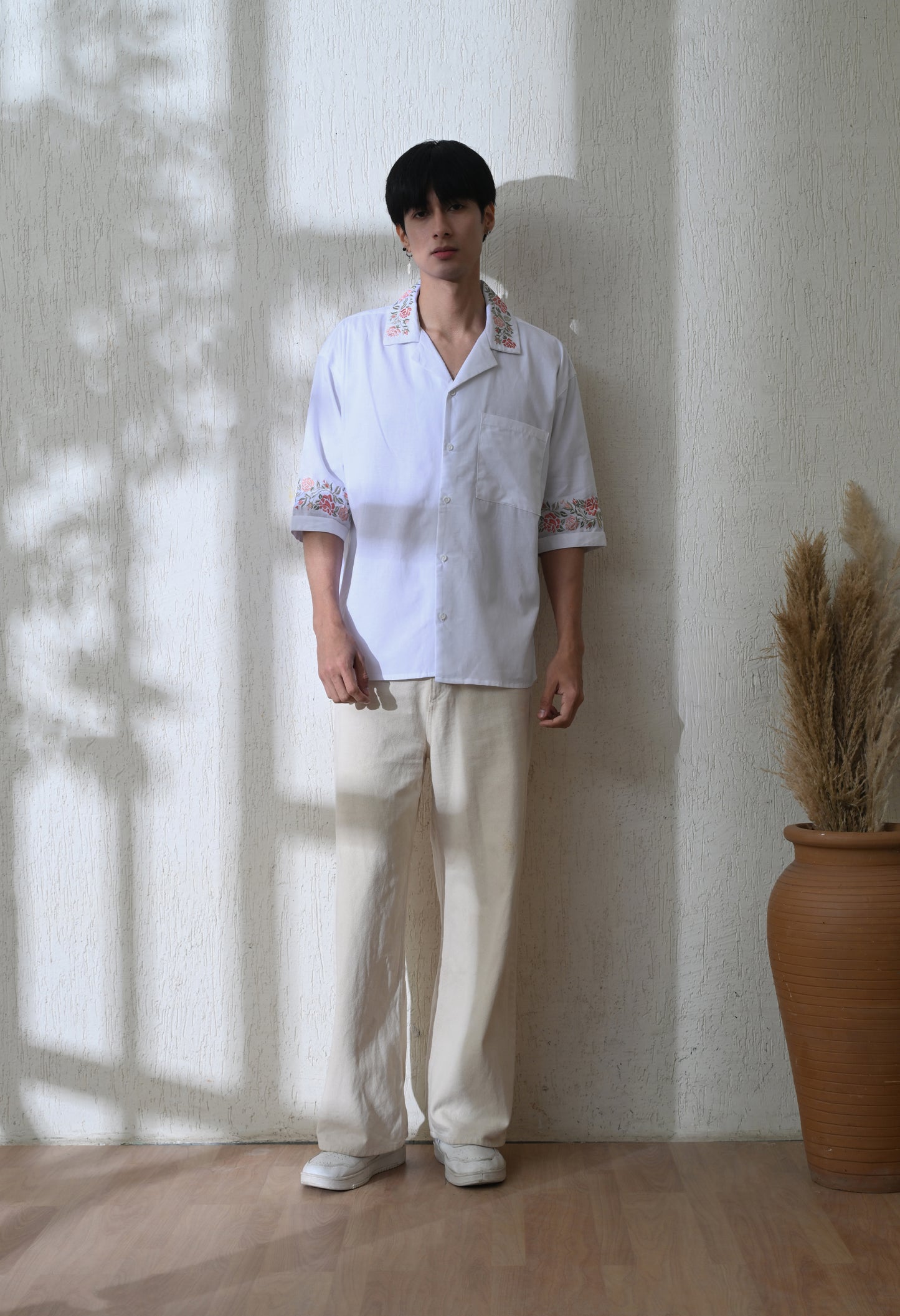 White Vintage Floral Shirt