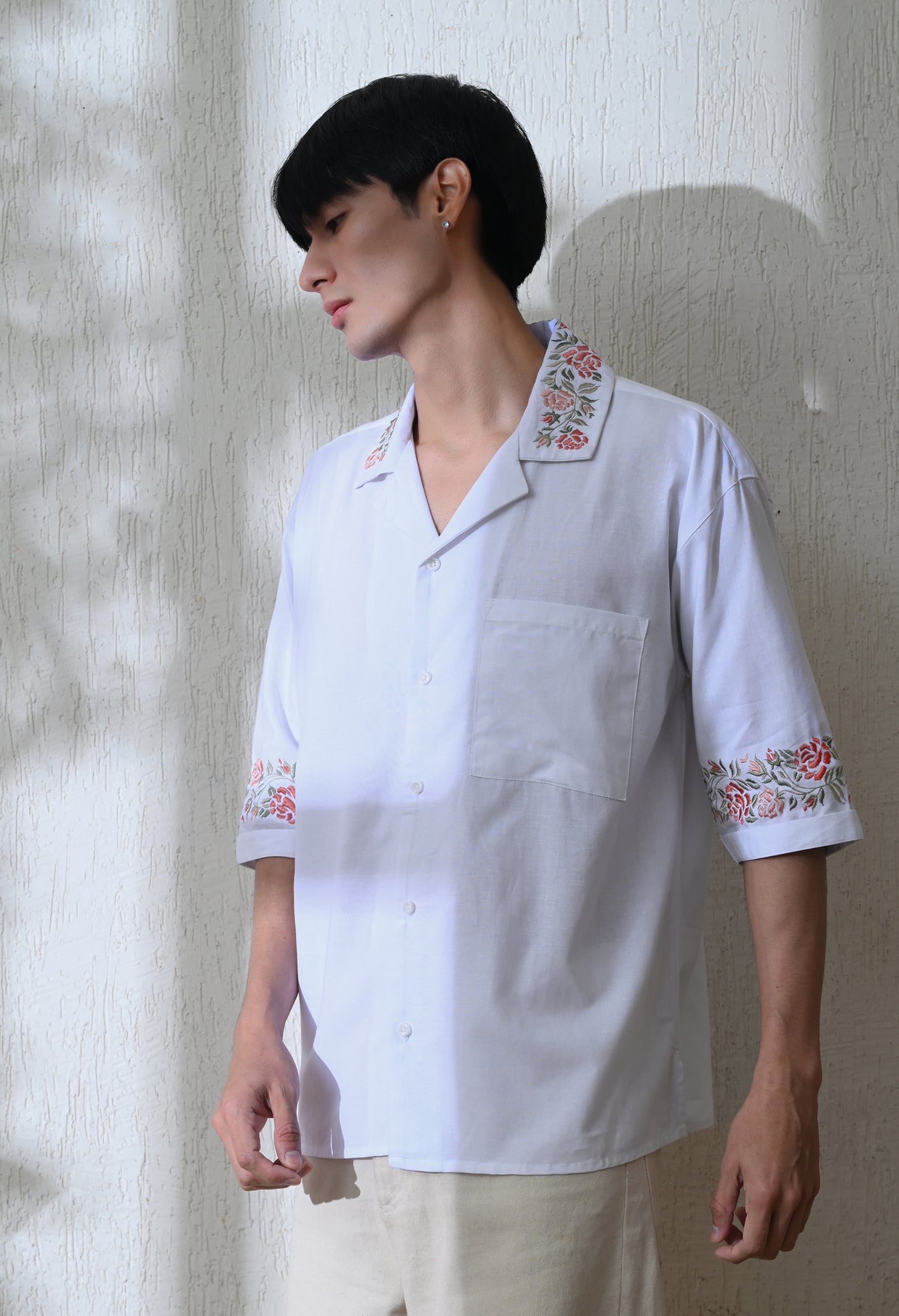 White Vintage Floral Shirt