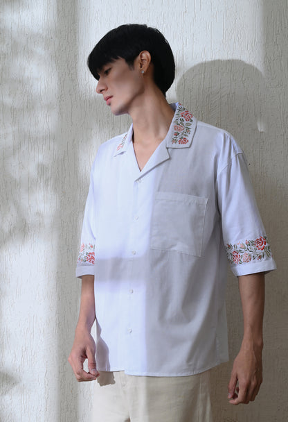 White Vintage Floral Shirt