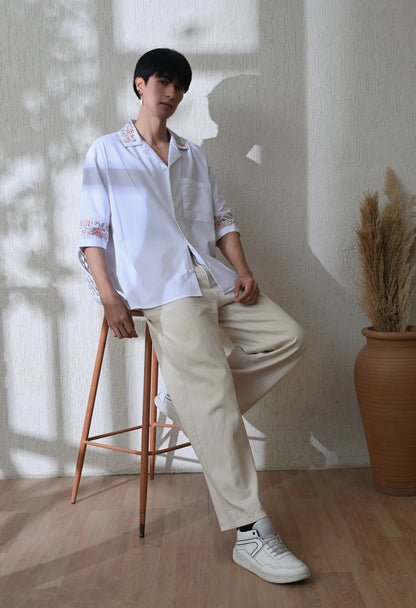 White Vintage Floral Shirt