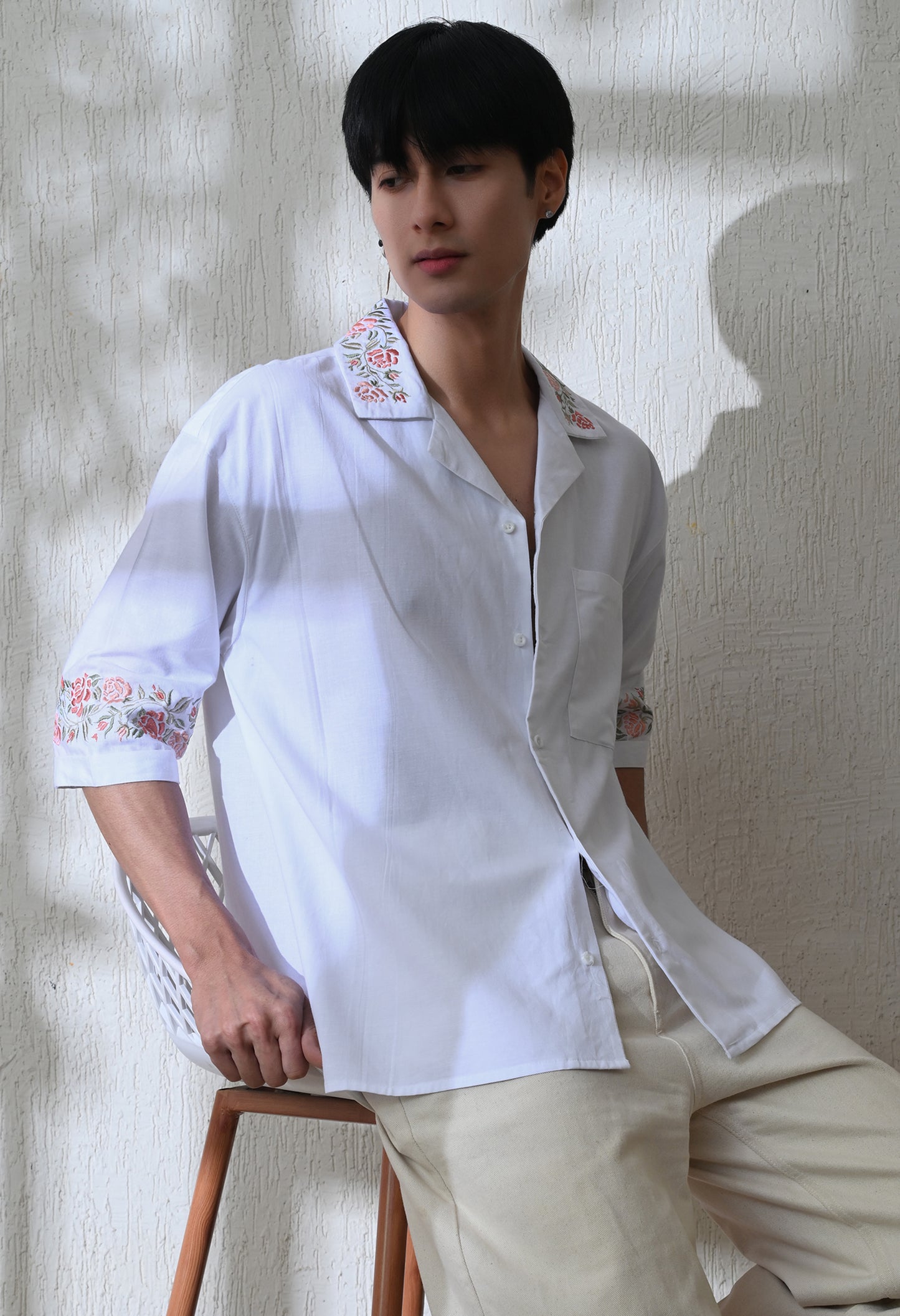 White Vintage Floral Shirt