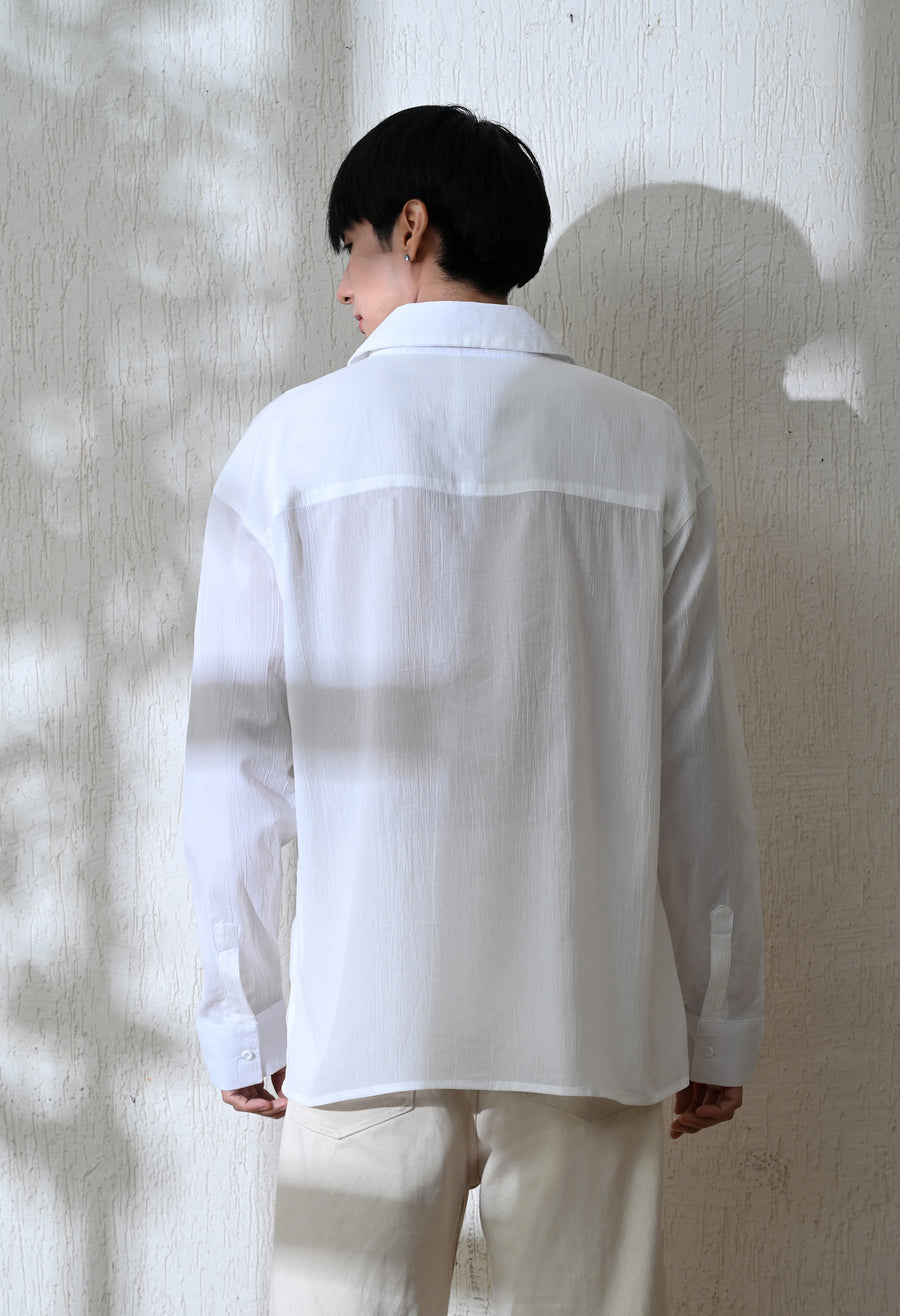 Men's Tribe Thread embroidered shirt in white – La Moon