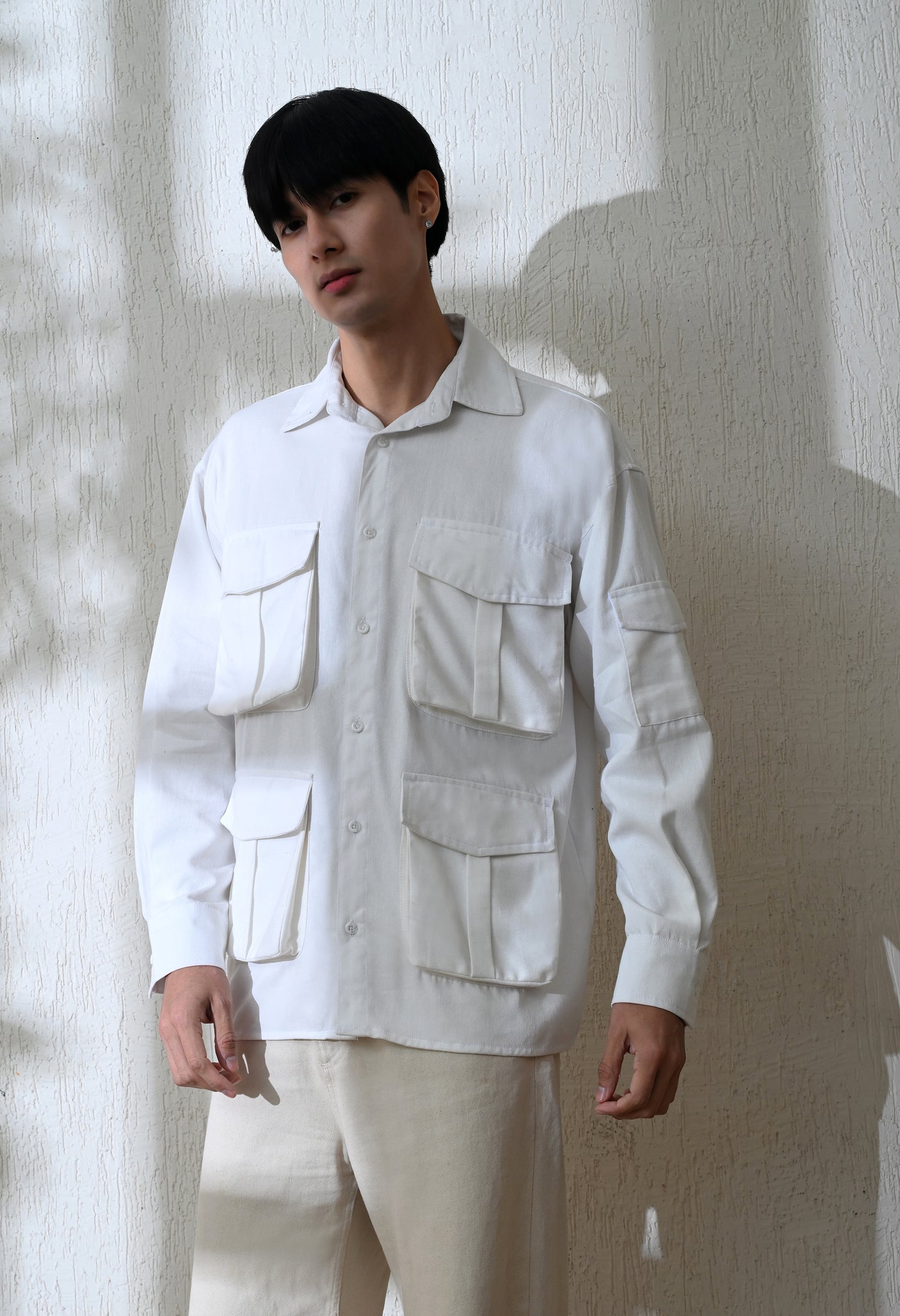 White Urban Safari Cargo Shirt