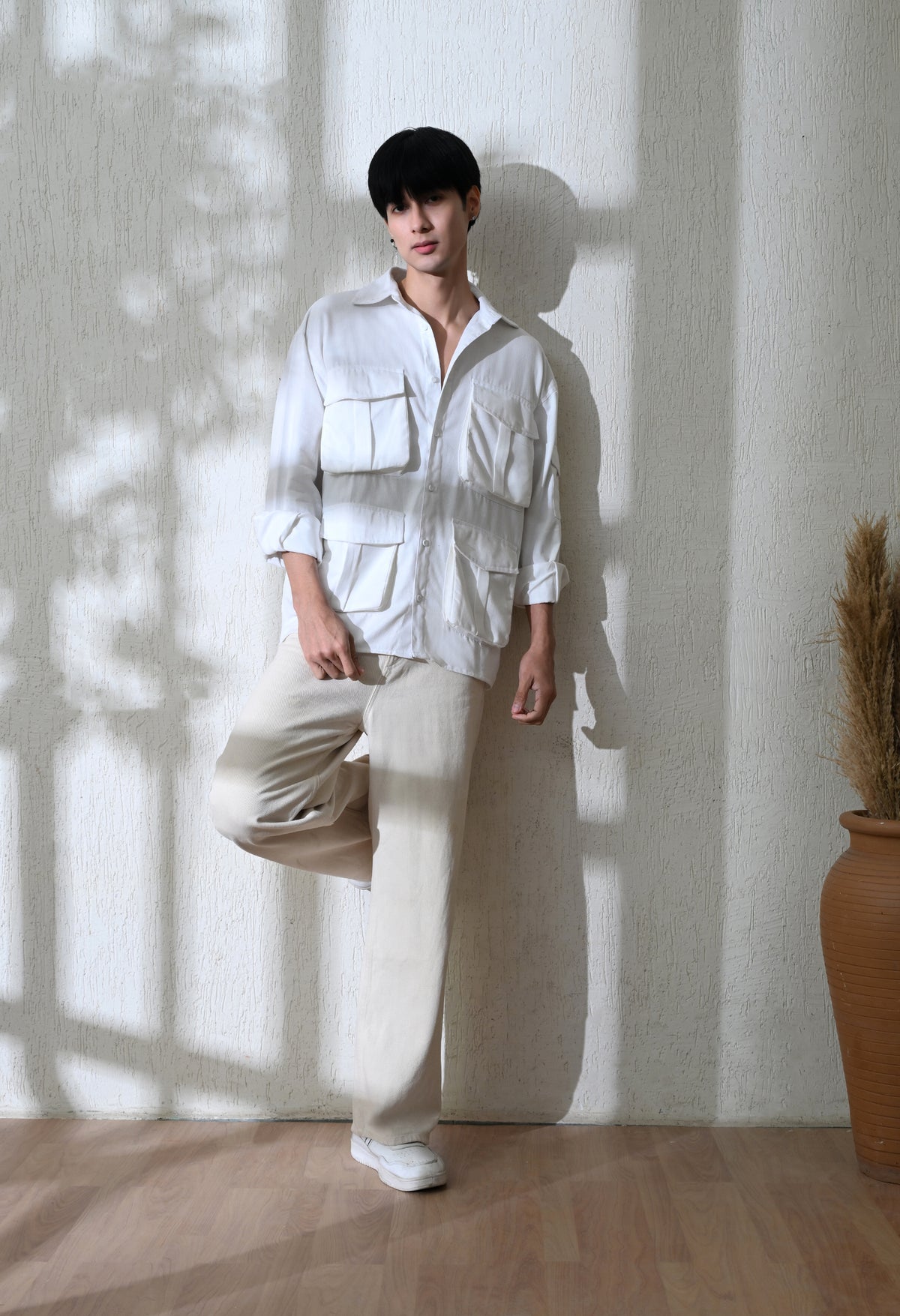 Men's Urban Safari Cargo shirt in white – La Moon