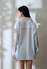 Women's Chintz Bloom embroidered shirt in white – La Moon