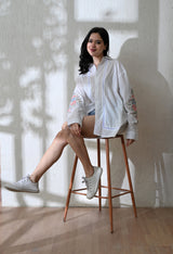 Women's Chintz Bloom embroidered shirt in white – La Moon