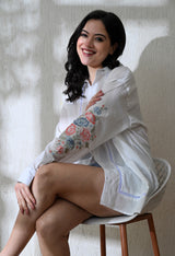 Women's Chintz Bloom embroidered shirt in white – La Moon