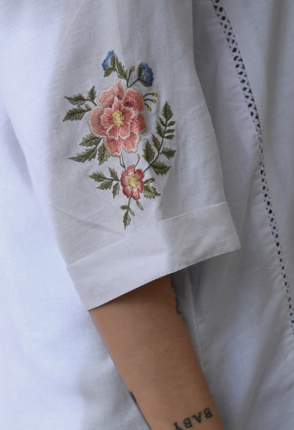 White Floral Breeze Lace Embroidered Shirt
