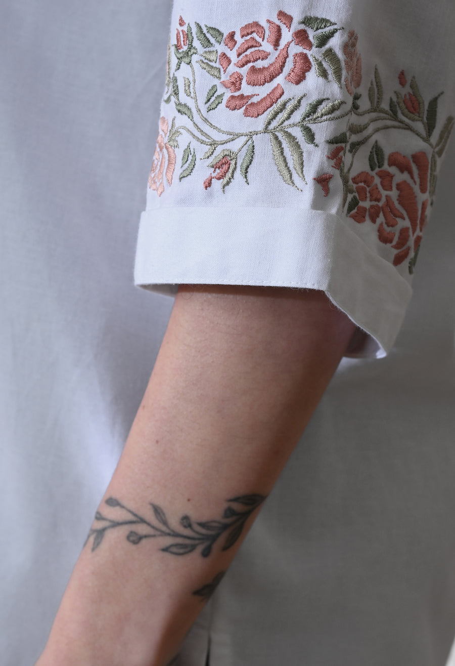 Men's Floral Breeze Lace embroidered shirt in white – La Moon