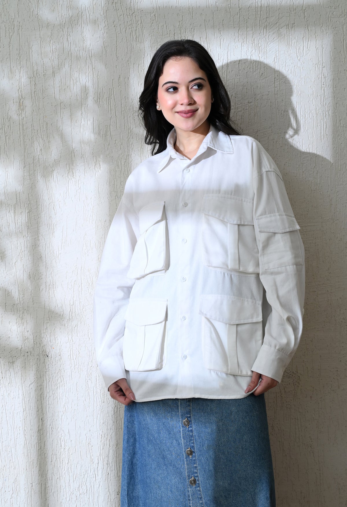 Women's Urban Safari Cargo shirt in white – La Moon