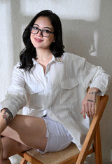 Women's Spring Bloom embroidered shirt in white – La Moon