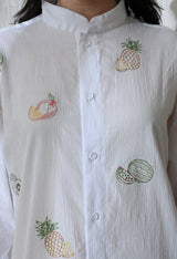 Women's Fruit Vista embroidered shirt in white – La Moon