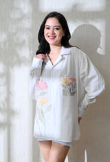 Women's Pocket Posy embroidered shirt in white – La Moon