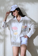 Women's Secret Meadow embroidered shirt in white – La Moon