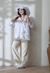 Women's Floral Whisper shirt in white – La Moon