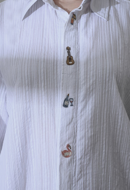 Women White Island Trail Embroidered Shirt