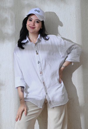 Women White Island Trail Embroidered Shirt