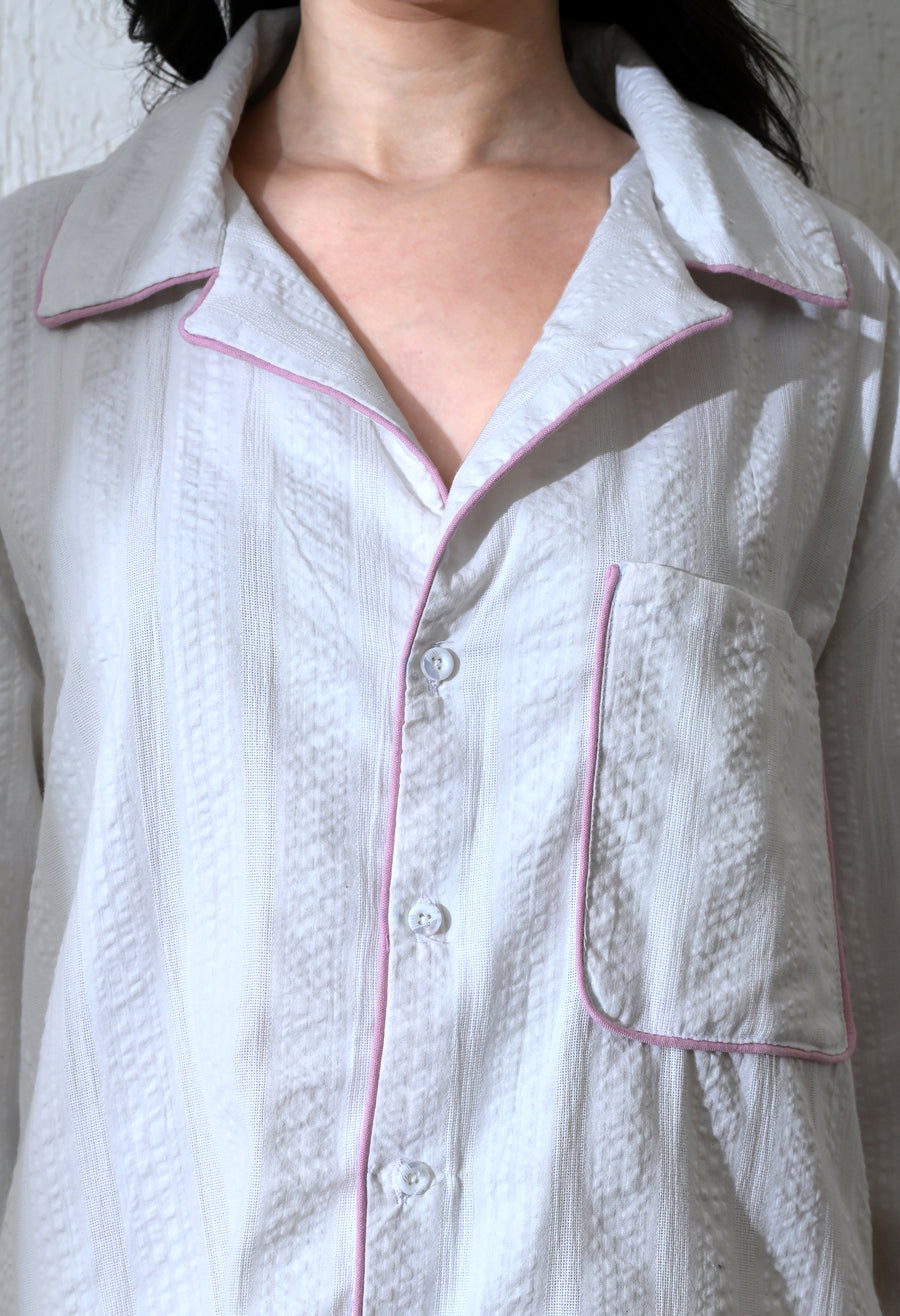 Women's Edge Piping shirt in white – La Moon