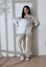 Women's Edge Piping shirt in white – La Moon