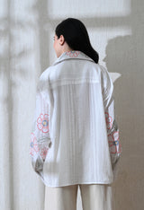 Women's Floral Parade embroidered shirt in white – La Moon