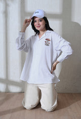 Women's Mushroom Tales embroidered shirt in white – La Moon