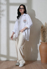 Women's Garden Muse embroidered shirt in white – La Moon