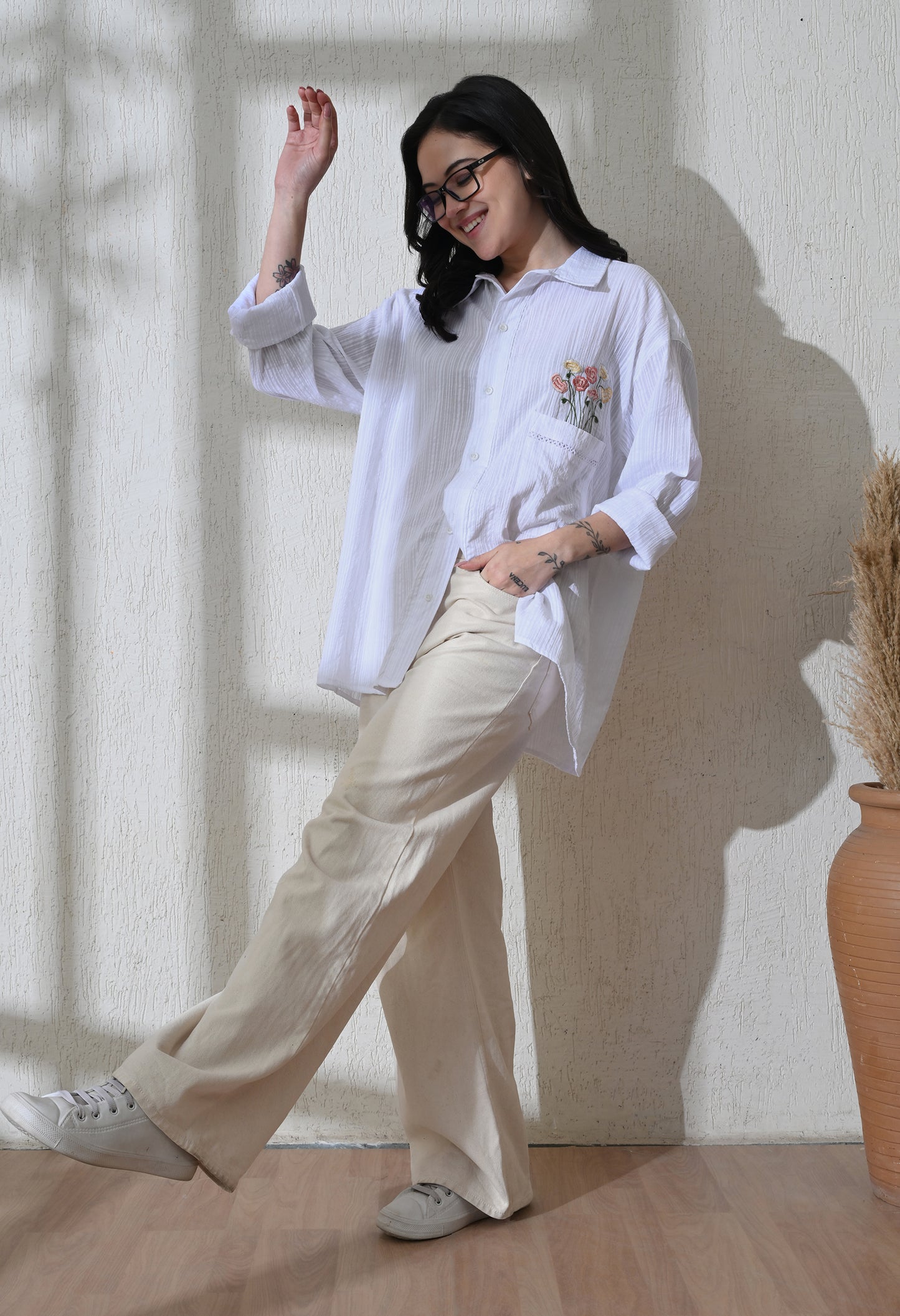 White Garden Muse Embroidered Shirt