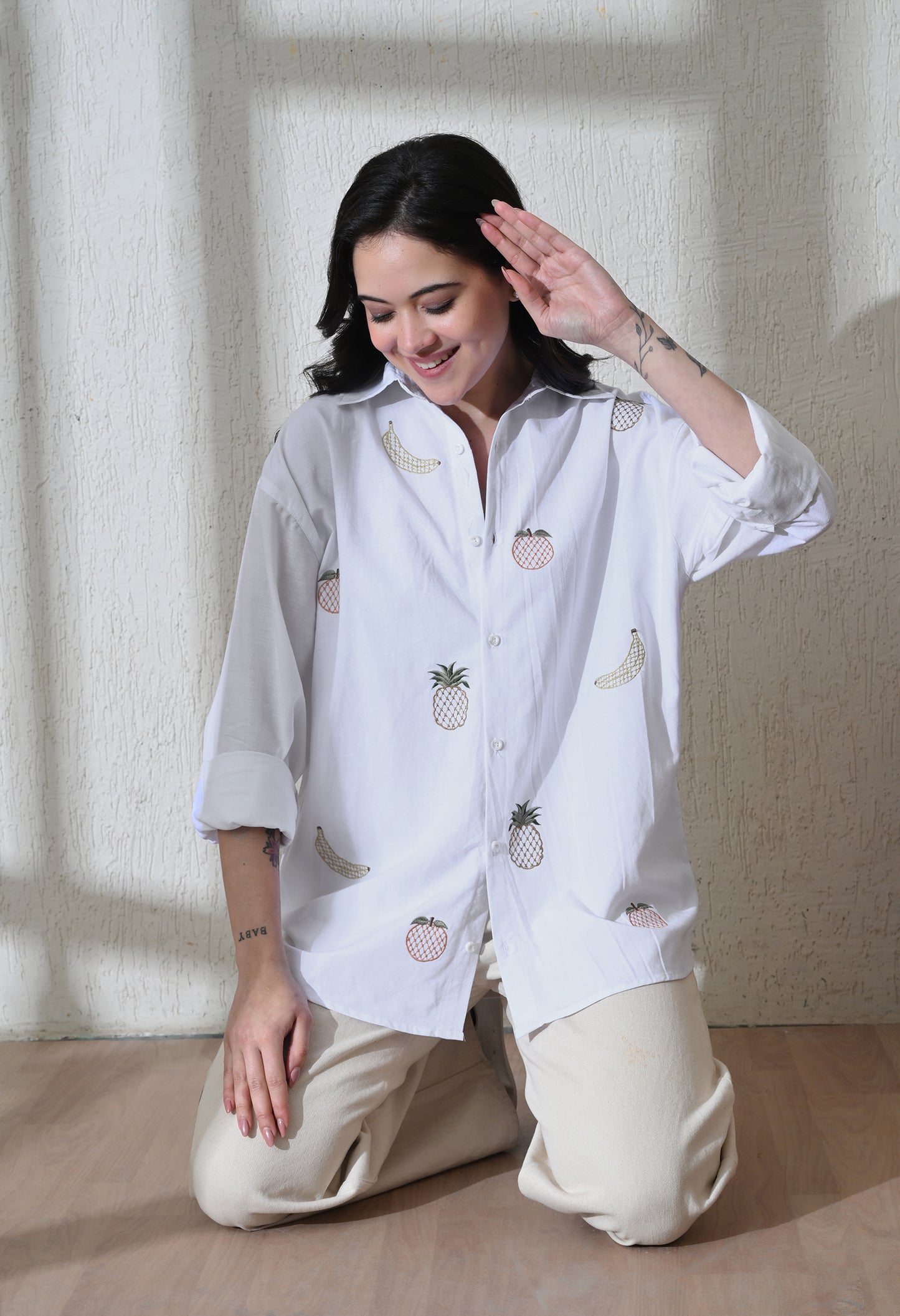White Fruit Punch Embroidered Shirt