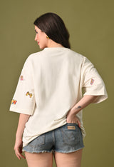 Women off white 90skid  embroidered unisex tshirt