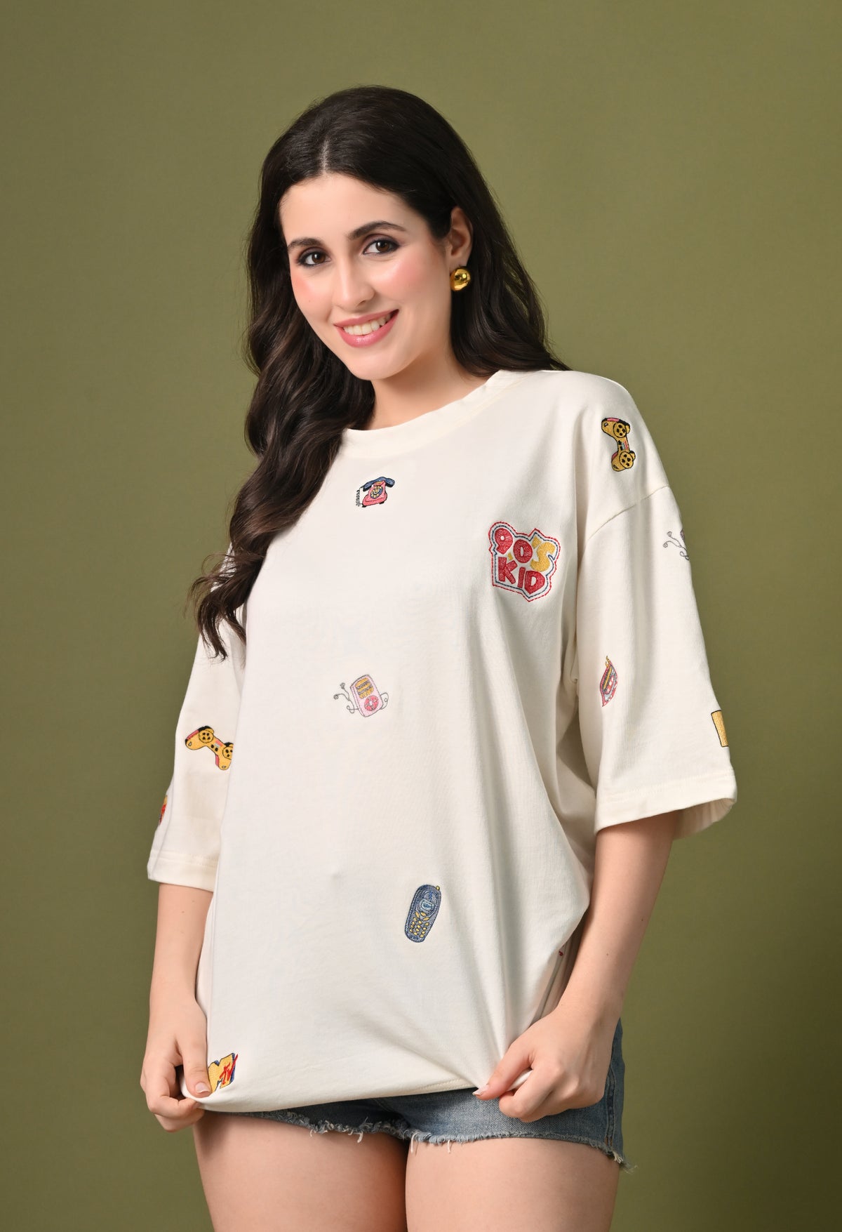 Women off white 90skid  embroidered unisex tshirt