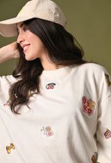 Women off white 90skid  embroidered unisex tshirt