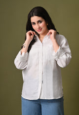 Women white linen regular fit unisex shirt