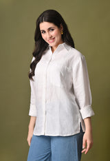 Women white linen regular fit unisex shirt
